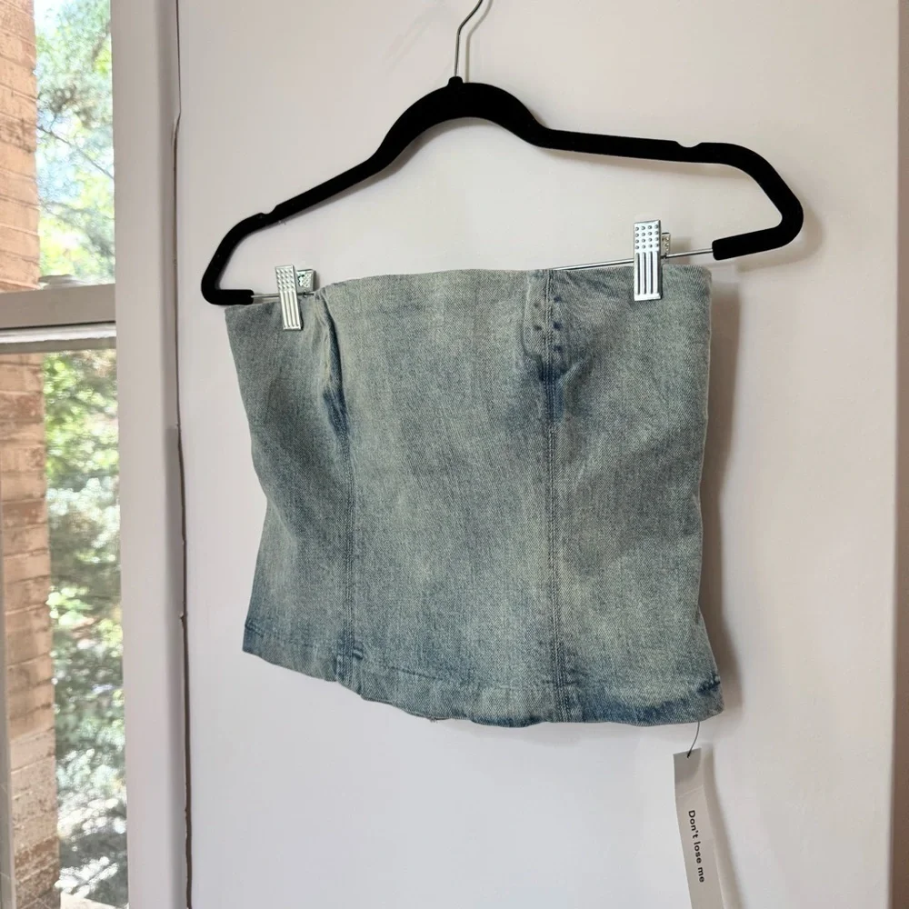 NWT Reformation Colleena Strapless Denim Top Blue 6 - Picture 14 of 16